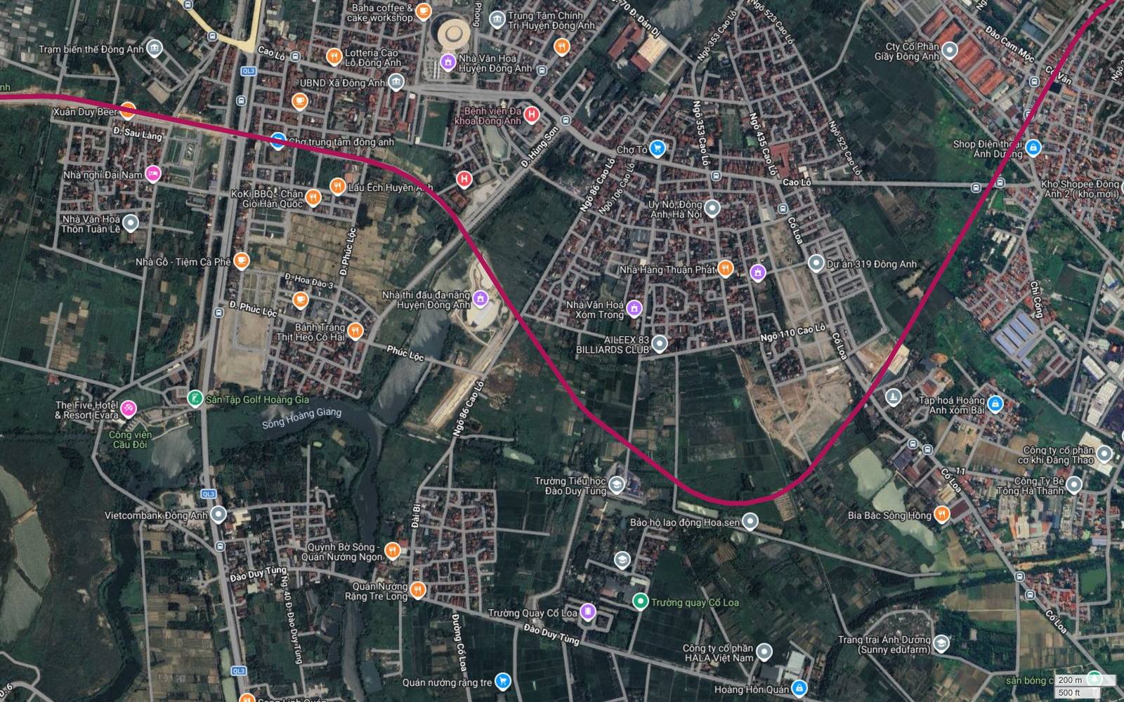 Đáy vòng cung Uy Nỗ của tuyến metro số 18 đi qua vùng ruộng phía nam Cổ Loa, gần Trường Tiểu học Đào Duy Tùng